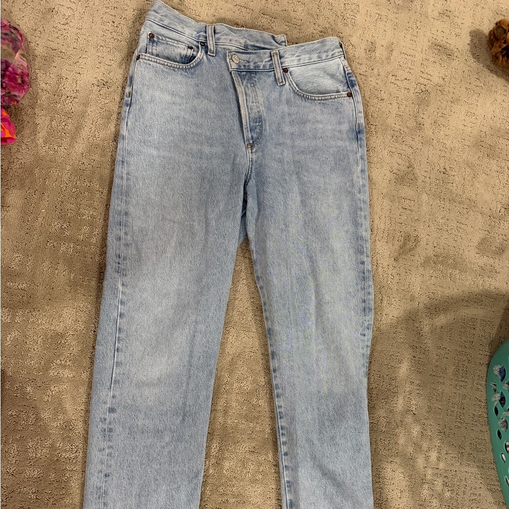 Agolde Classic Light Wash Women's Straight Jeans - Light Blue
